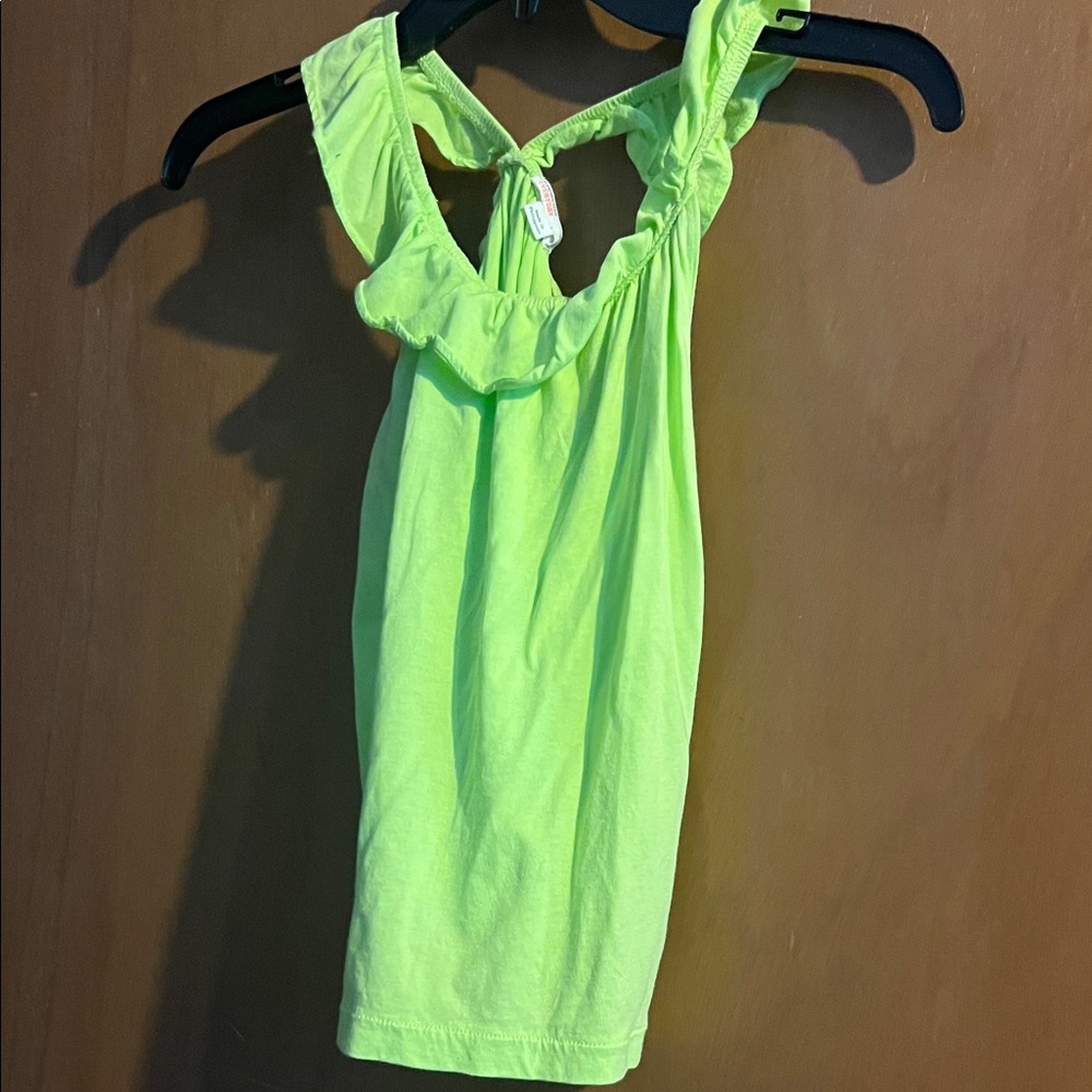 Crewcuts Neon Green Ruffle Tank Top